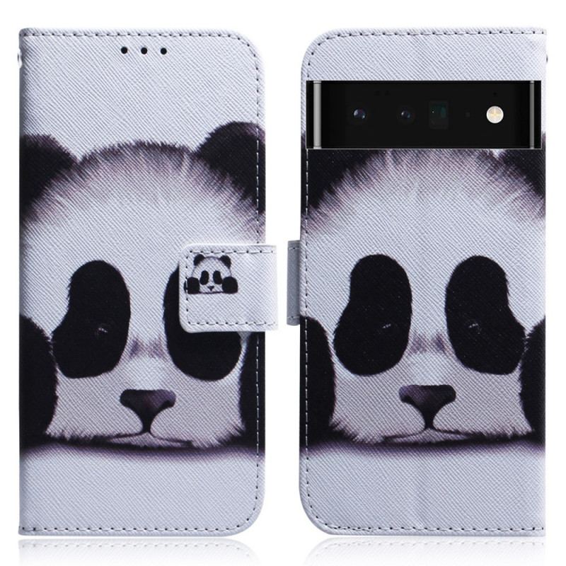 Capa De Couro Para Google Pixel 6 Pro Cara De Panda