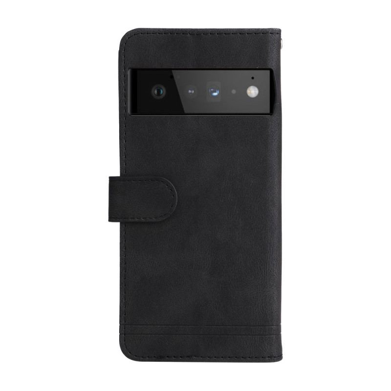 Capa De Couro Para Google Pixel 6 Pro Correia E Rebite De Couro Sintético