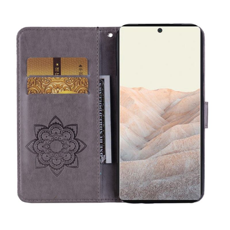 Capa De Couro Para Google Pixel 6 Pro Coruja Mandala E Charme