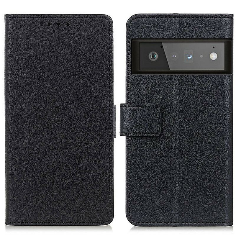 Capa De Couro Para Google Pixel 6 Pro Efeito Couro Brilhante Simples