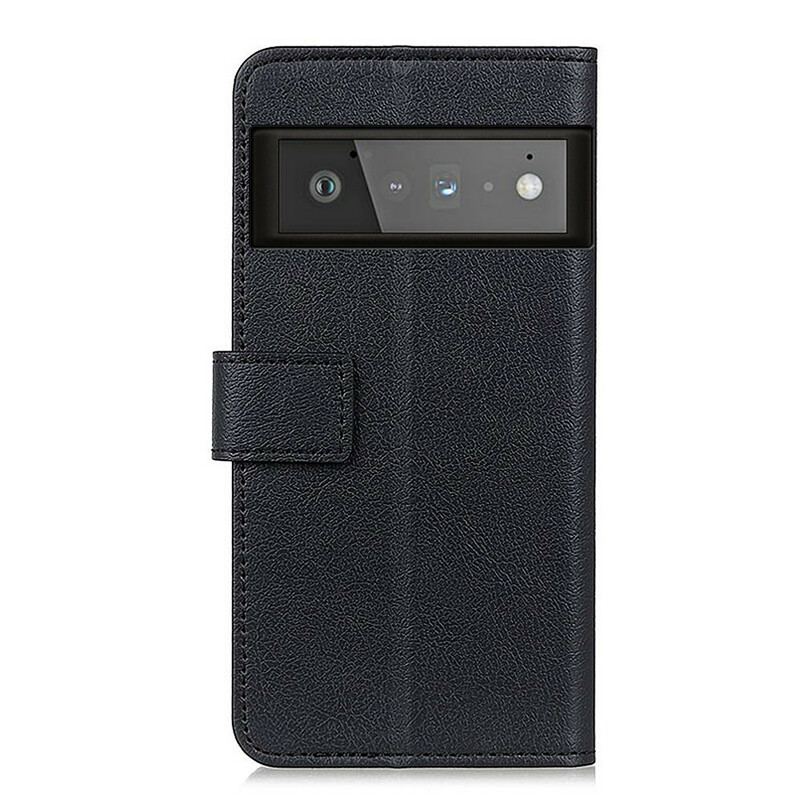 Capa De Couro Para Google Pixel 6 Pro Efeito Couro Brilhante Simples