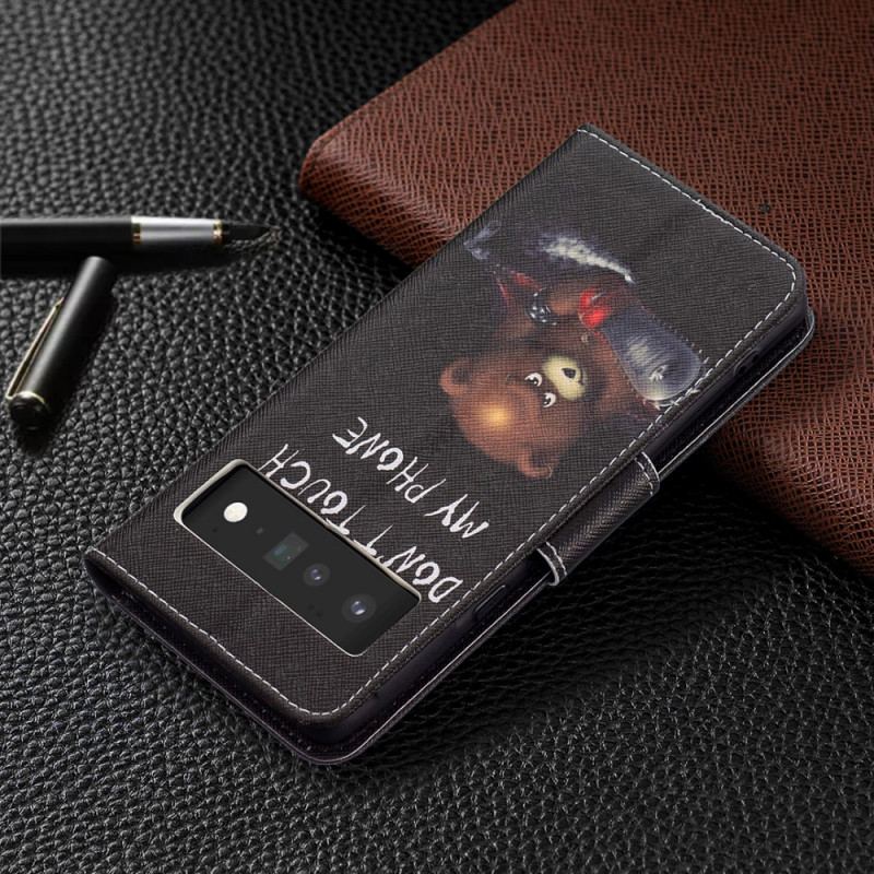 Capa De Couro Para Google Pixel 6 Pro Urso Perigoso