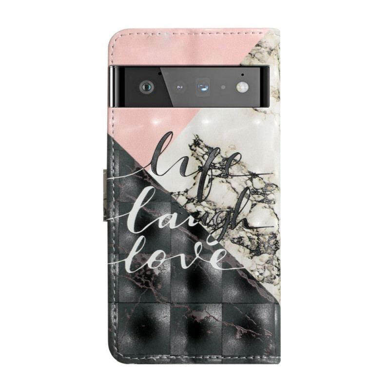 Capa De Couro Para Google Pixel 6 Pro Vida Rir Amor