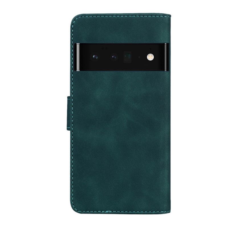 Capa Em Pele Para Google Pixel 6 Pro Borboleta Com Toque De Pele