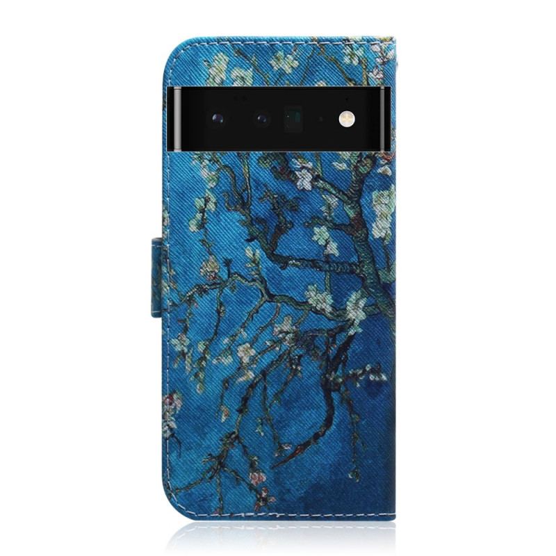 Capa Em Pele Para Google Pixel 6 Pro Ramo De Árvore Florido