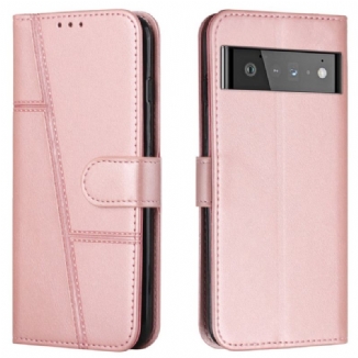 Capa Flip Para Google Pixel 6 Pro De Cordão Strappy Geo Leather Effect