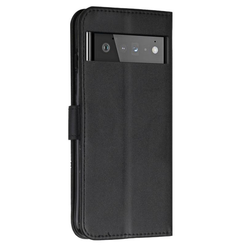 Capa Flip Para Google Pixel 6 Pro De Cordão Strappy Geo Leather Effect