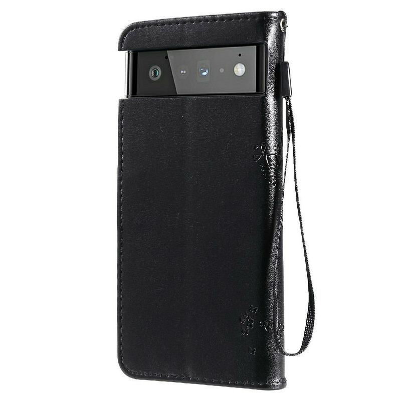 Capa Flip Para Google Pixel 6 Pro De Cordão Tanga E Corujas