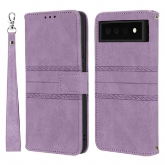 Capa Flip Para Google Pixel 6 Pro Costuras De Renda