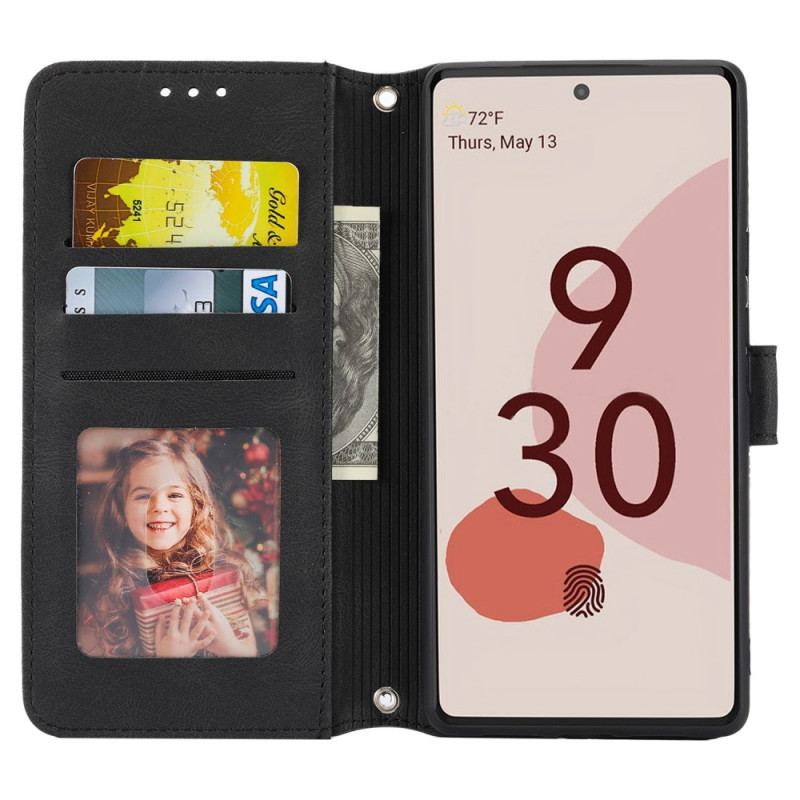 Capa Flip Para Google Pixel 6 Pro Costuras De Renda