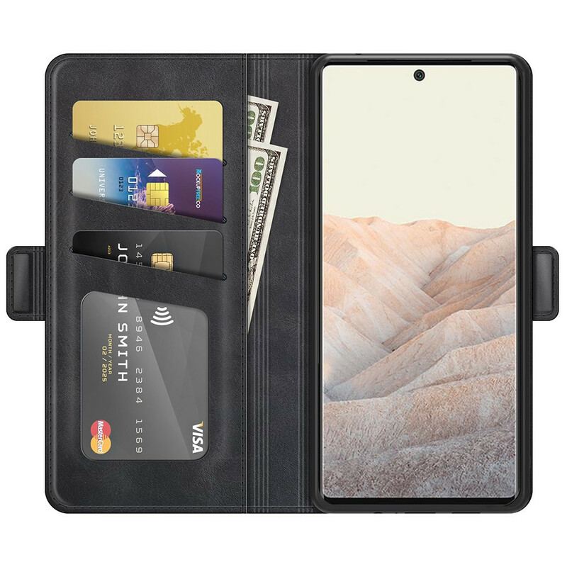 Capa Flip Para Google Pixel 6 Pro De Couro Aba Dupla Clássica