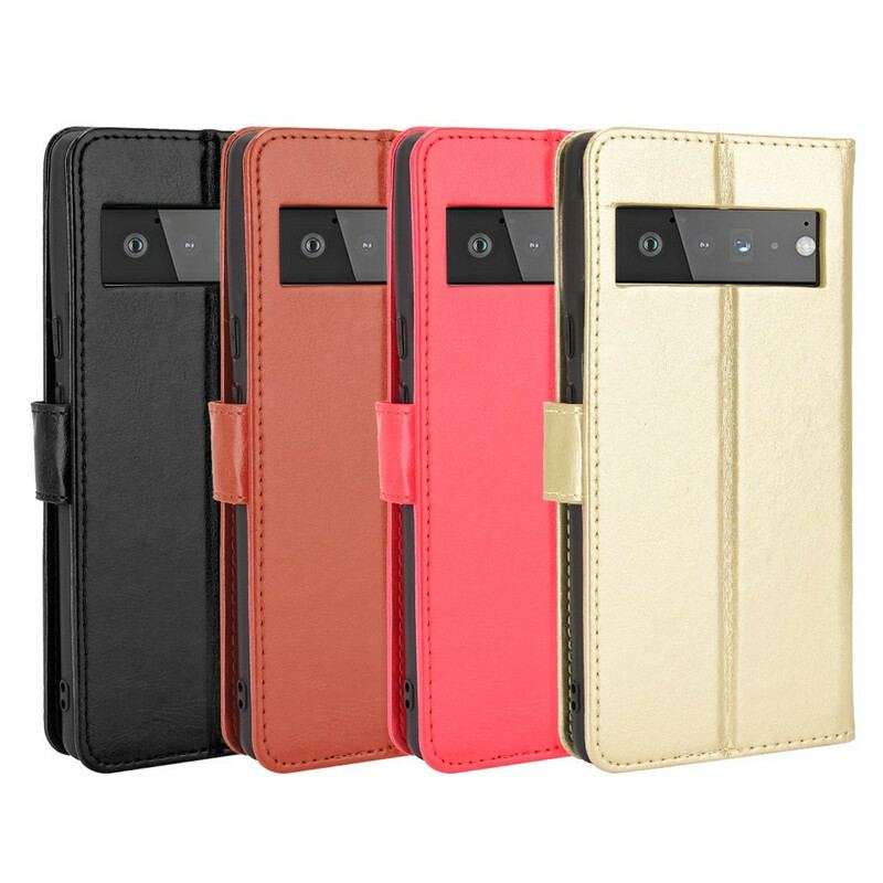 Capa Flip Para Google Pixel 6 Pro Couro Falso Chamativo