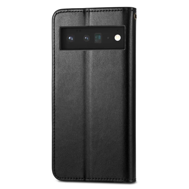 Capa Flip Para Google Pixel 6 Pro Couro Falso E Fecho Vintage