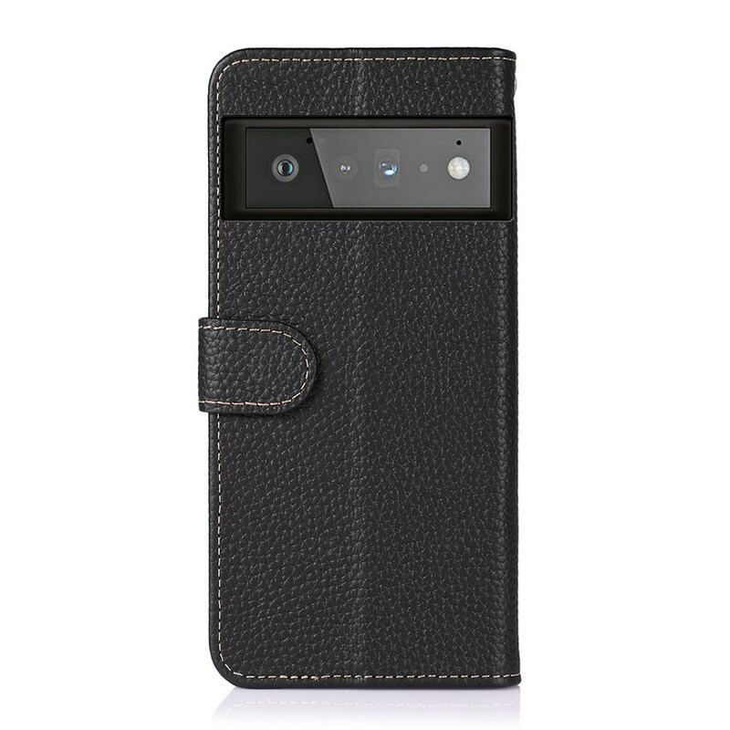 Capa Flip Para Google Pixel 6 Pro Couro Lichia Khazneh