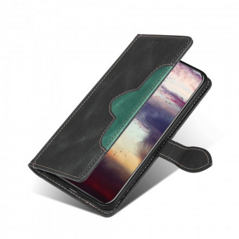 Capa Flip Para Google Pixel 6 Pro Couro Sintético Bicolor Estiloso