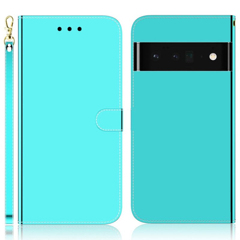 Capa Flip Para Google Pixel 6 Pro Capa De Espelho De Couro Sintético