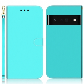 Capa Flip Para Google Pixel 6 Pro Capa De Espelho De Couro Sintético