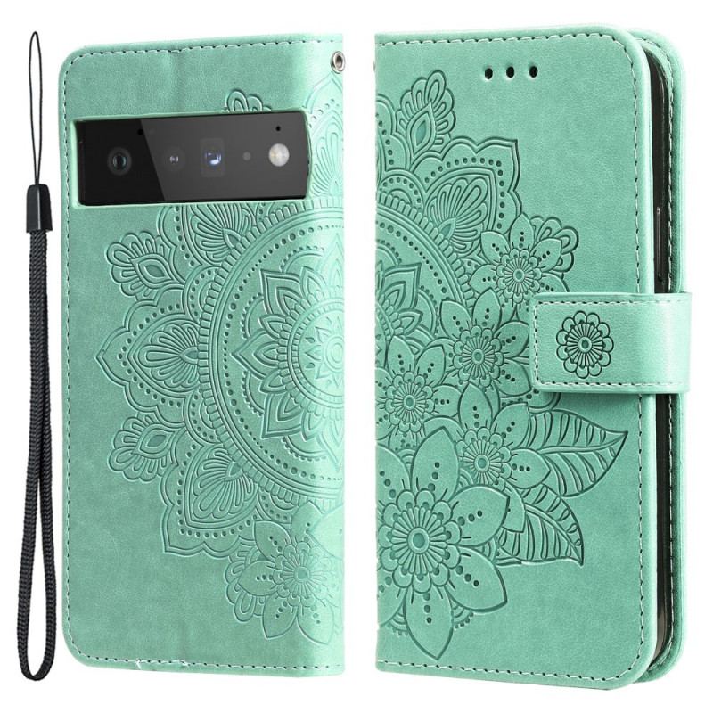 Capa Flip Para Google Pixel 6 Pro Flor Mandala