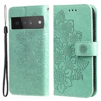 Capa Flip Para Google Pixel 6 Pro Flor Mandala