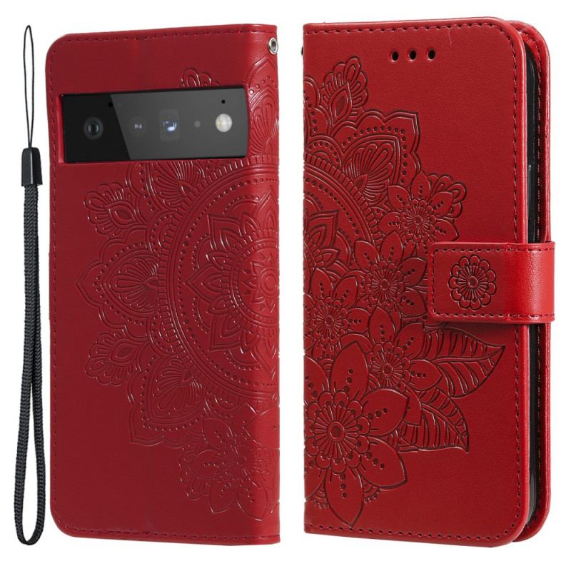 Capa Flip Para Google Pixel 6 Pro Flor Mandala