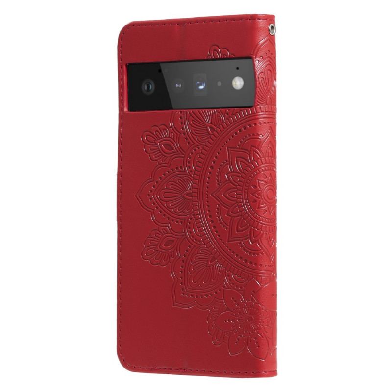 Capa Flip Para Google Pixel 6 Pro Flor Mandala