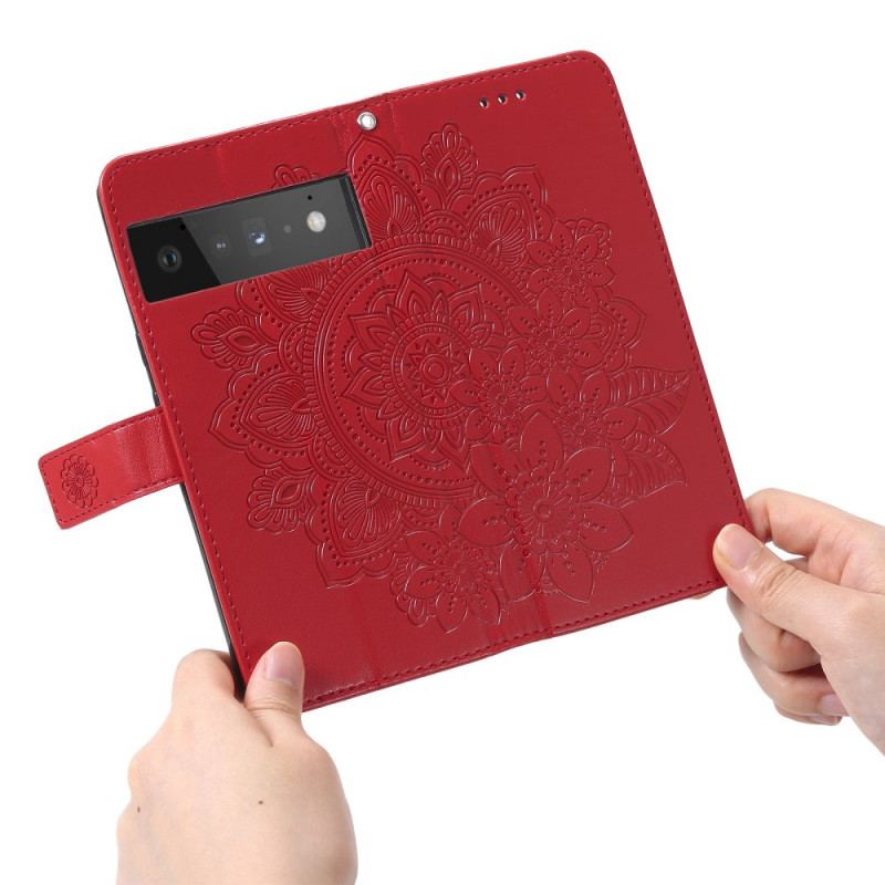 Capa Flip Para Google Pixel 6 Pro Flor Mandala