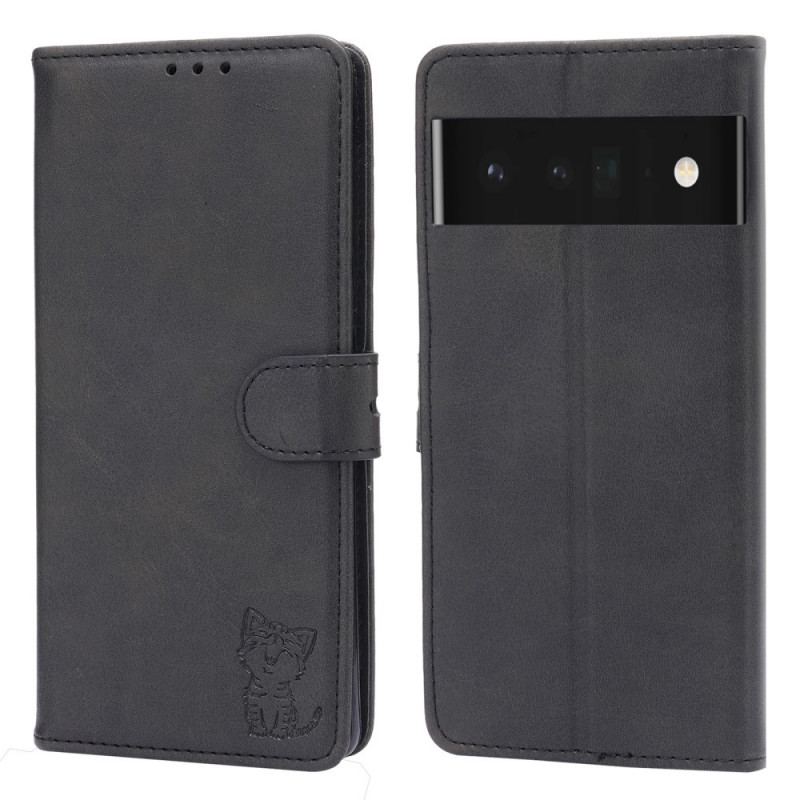 Capa Flip Para Google Pixel 6 Pro Gatinho