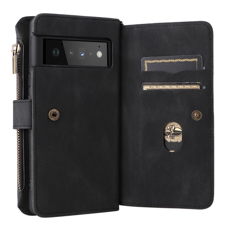 Capa Flip Para Google Pixel 6 Pro Titular De Cartão Multifuncional Para 10