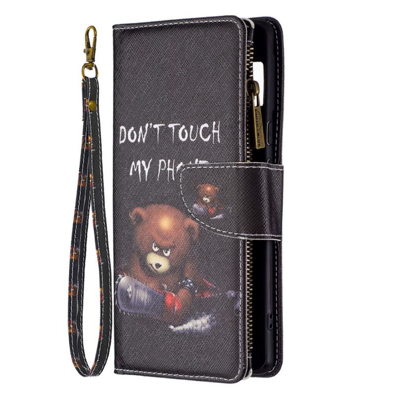 Capa Flip Para Google Pixel 6 Pro Urso De Bolso Com Zíper