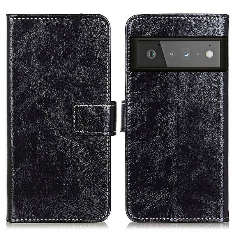 Capa Folio Para Google Pixel 6 Pro Costuras Brilhantes E Expostas