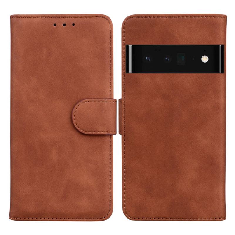 Capa Folio Para Google Pixel 6 Pro Efeito Couro Monocromático