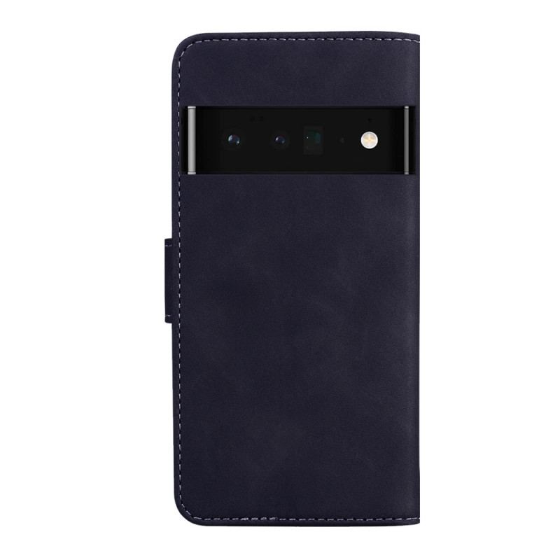 Capa Folio Para Google Pixel 6 Pro Efeito Couro Monocromático