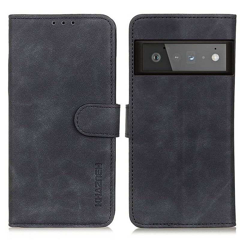 Capa Folio Para Google Pixel 6 Pro Efeito Couro Vintage Khazneh