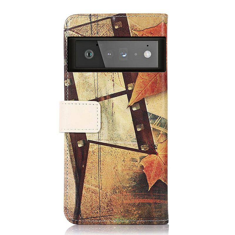 Capa Folio Para Google Pixel 6 Pro Torre Eiffel No Outono