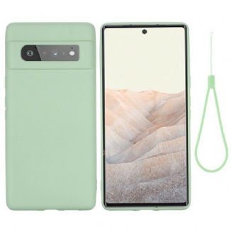 Capa Para Google Pixel 6 Pro Silicone Líquido Com Cordão