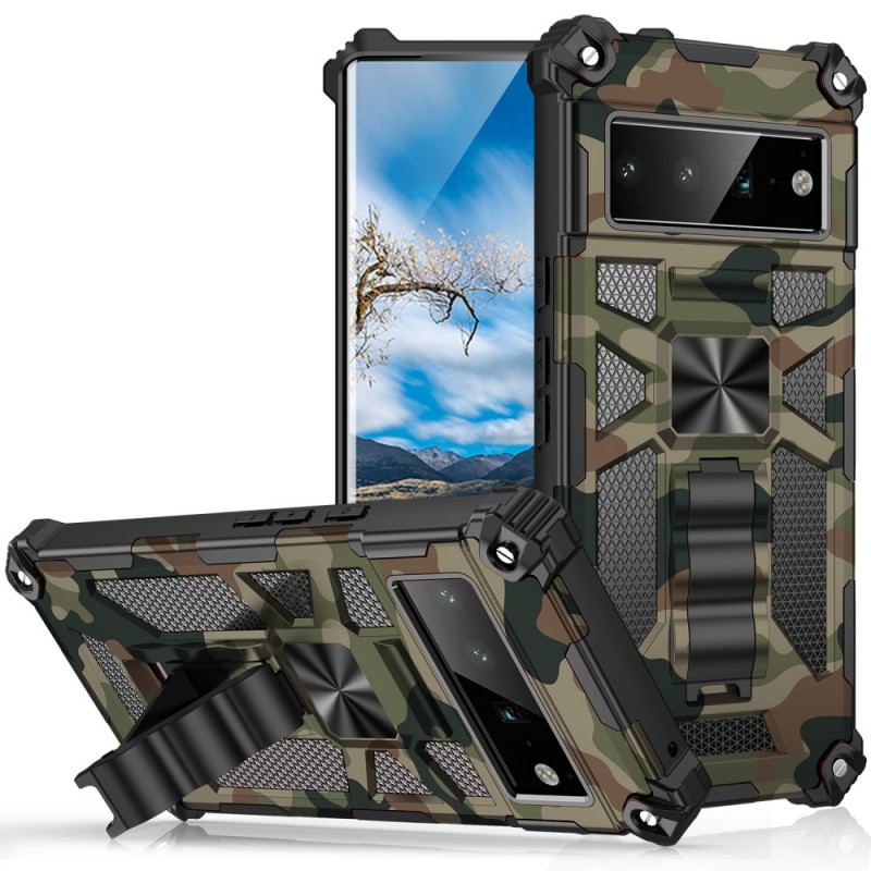 Capa Para Google Pixel 6 Pro Suporte Removível De Camuflagem