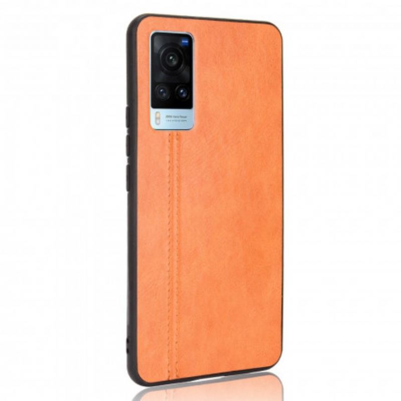 Capa De Celular Para Vivo X60 Efeito Couro Couture