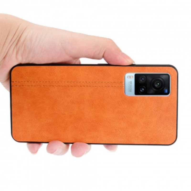 Capa De Celular Para Vivo X60 Efeito Couro Couture