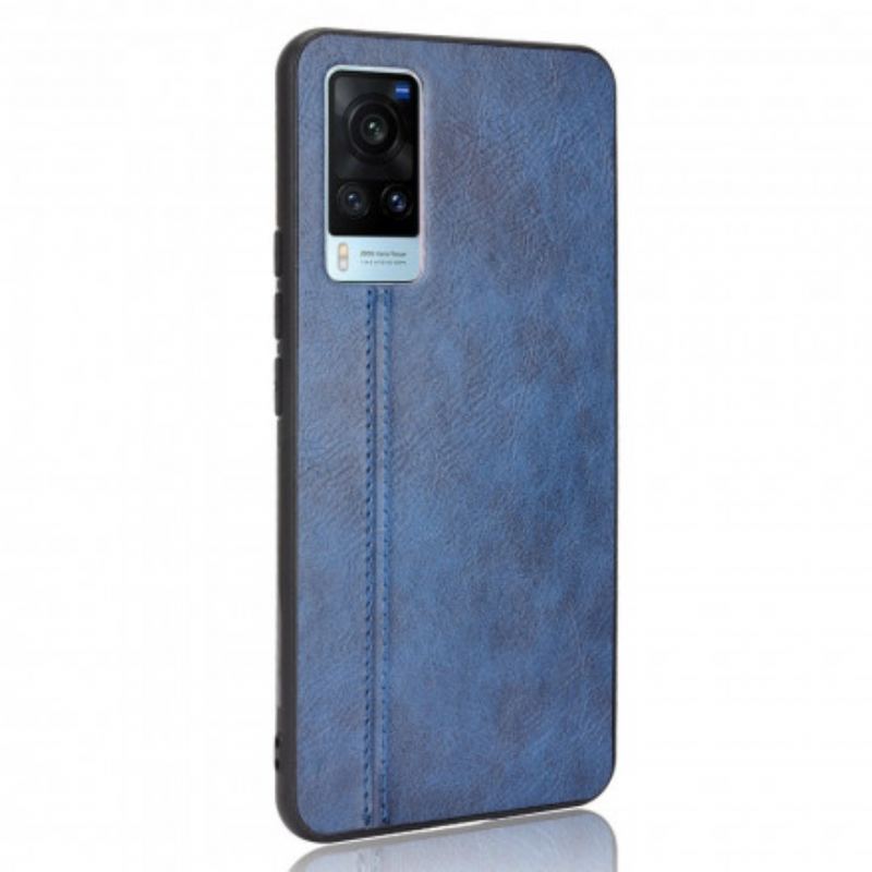 Capa De Celular Para Vivo X60 Efeito Couro Couture