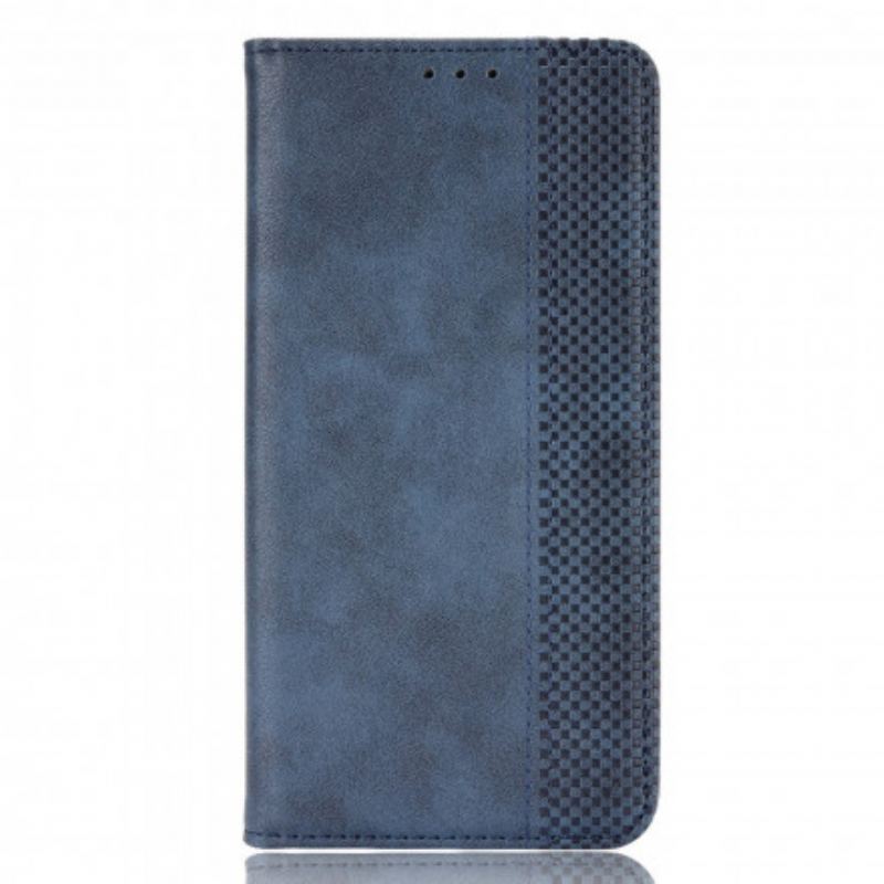 Capa De Celular Para Vivo X60 Flip Efeito Couro Vintage Estilizado