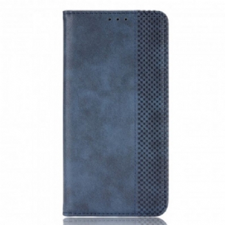 Capa De Celular Para Vivo X60 Flip Efeito Couro Vintage Estilizado