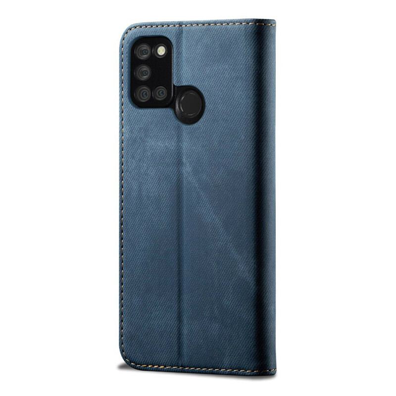 Capa De Celular Para Realme 7i Flip Tecido Jeans