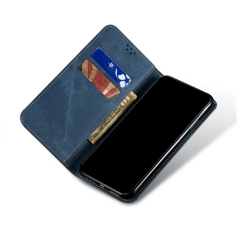 Capa De Celular Para Realme 7i Flip Tecido Jeans