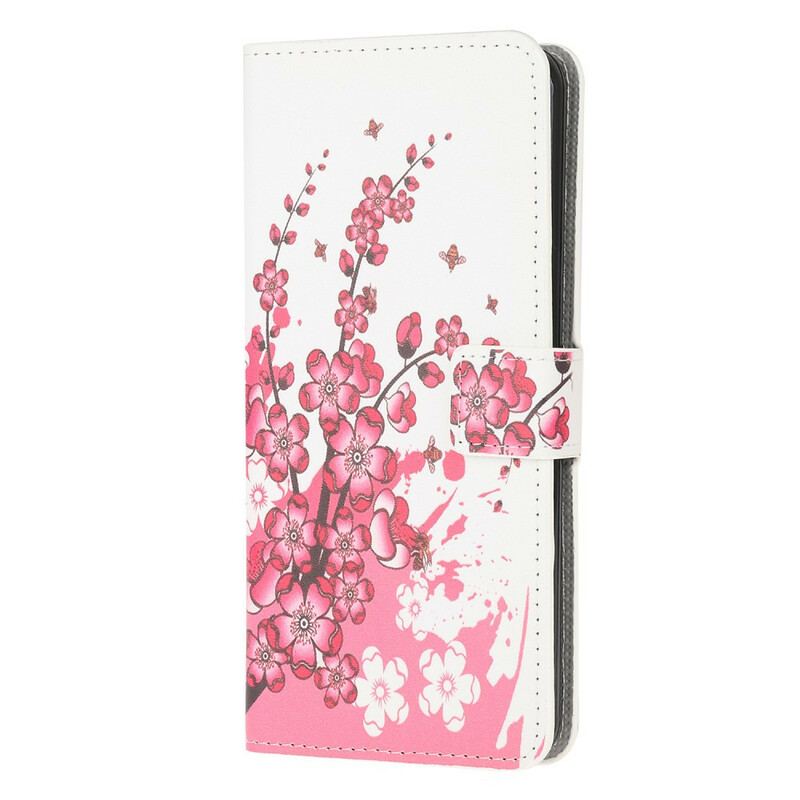 Capa De Couro Para Samsung Galaxy Note 20 Ultra Flores Tropicais