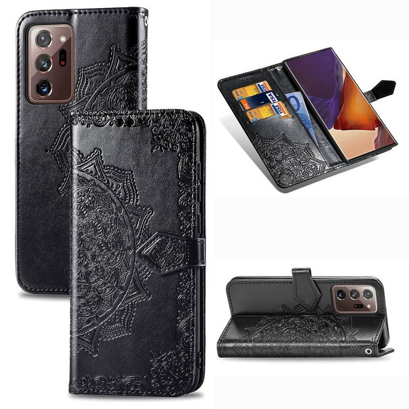 Capa De Couro Para Samsung Galaxy Note 20 Ultra Mandala Idade Média