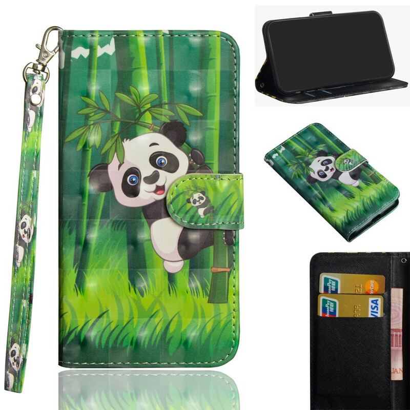 Capa De Couro Para Samsung Galaxy Note 20 Ultra Panda E Bambu