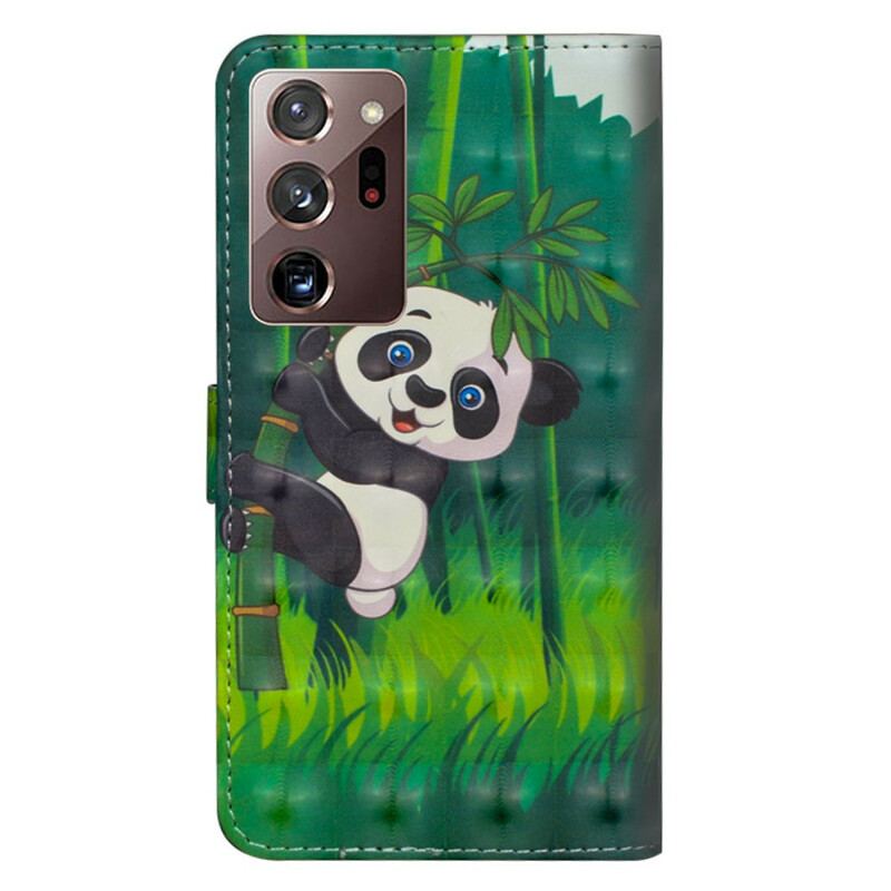 Capa De Couro Para Samsung Galaxy Note 20 Ultra Panda E Bambu