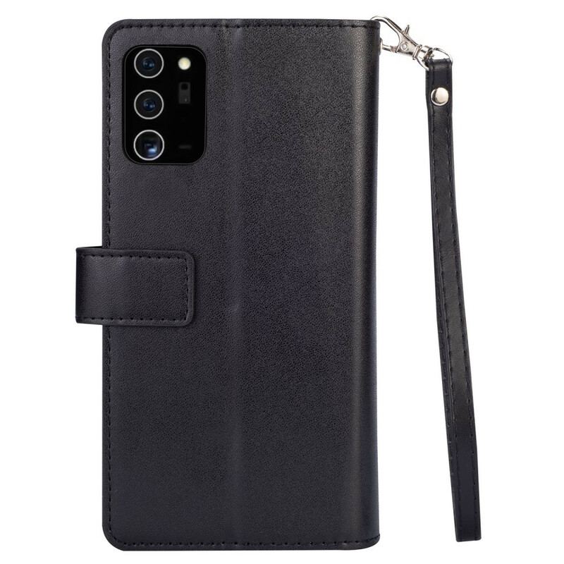 Capa Em Pele Para Samsung Galaxy Note 20 Ultra Bolsa Com Cordão