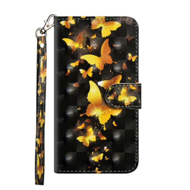 Capa Em Pele Para Samsung Galaxy Note 20 Ultra Borboletas Amarelas