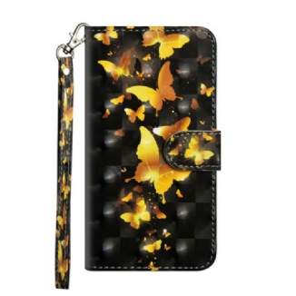 Capa Em Pele Para Samsung Galaxy Note 20 Ultra Borboletas Amarelas